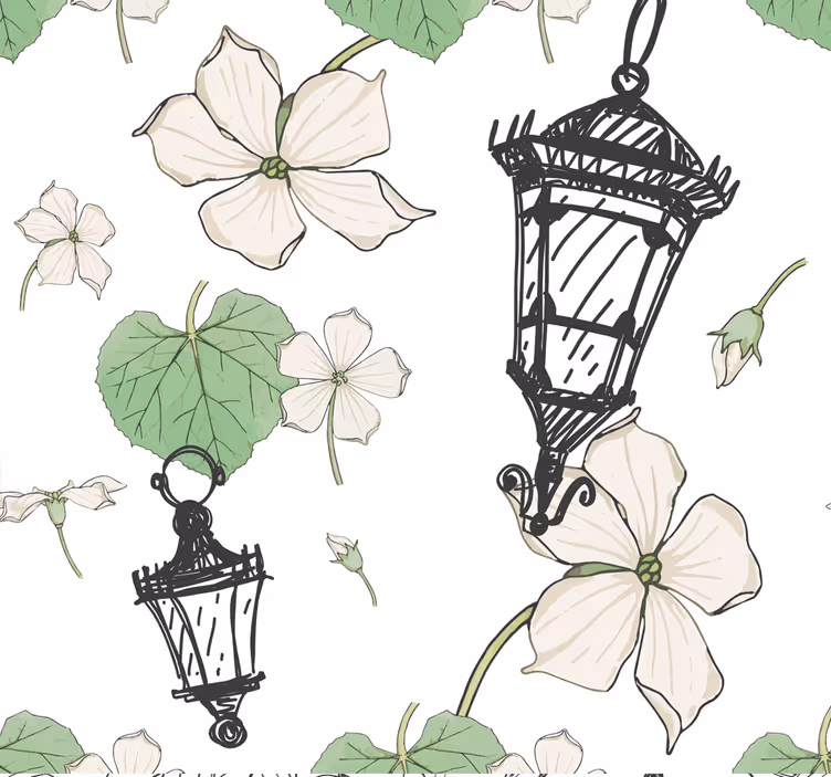 Tapet ornamental model de felinar botanic - TenStickers