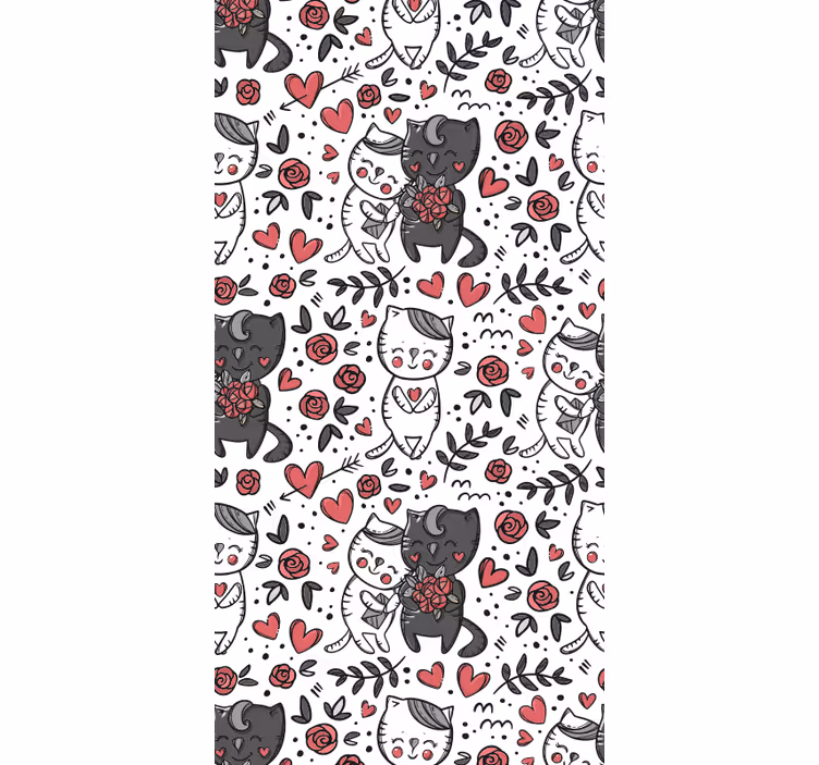Tapet pisici încântare florală felină - TenStickers