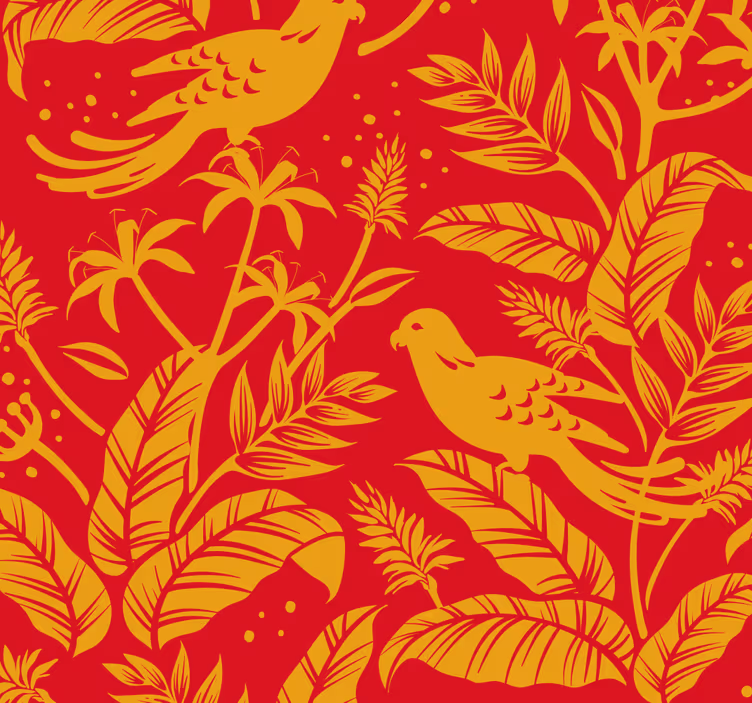 Tapet de frunze motiv botanic al păsărilor - TenStickers