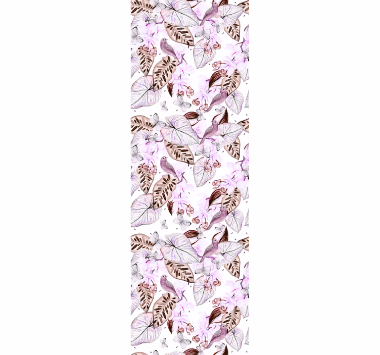 Tapet de frunze motiv botanic fluture - TenStickers