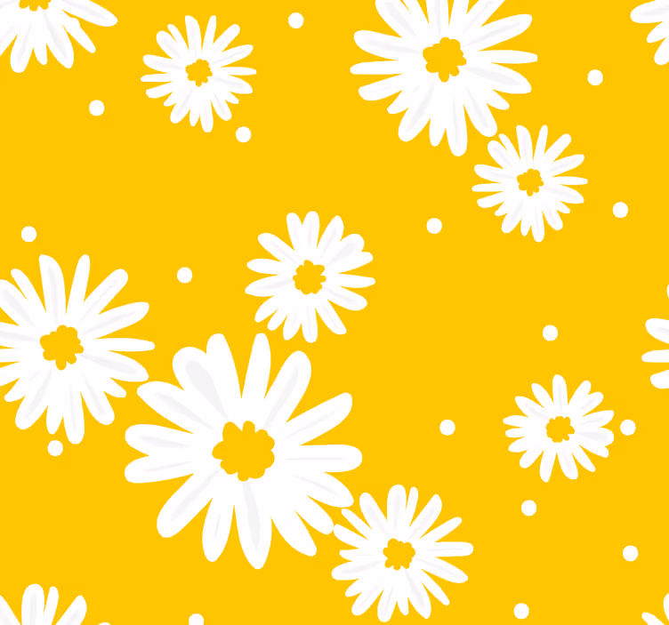 Flori de margaretă pe tapet de flori galbene - TenStickers