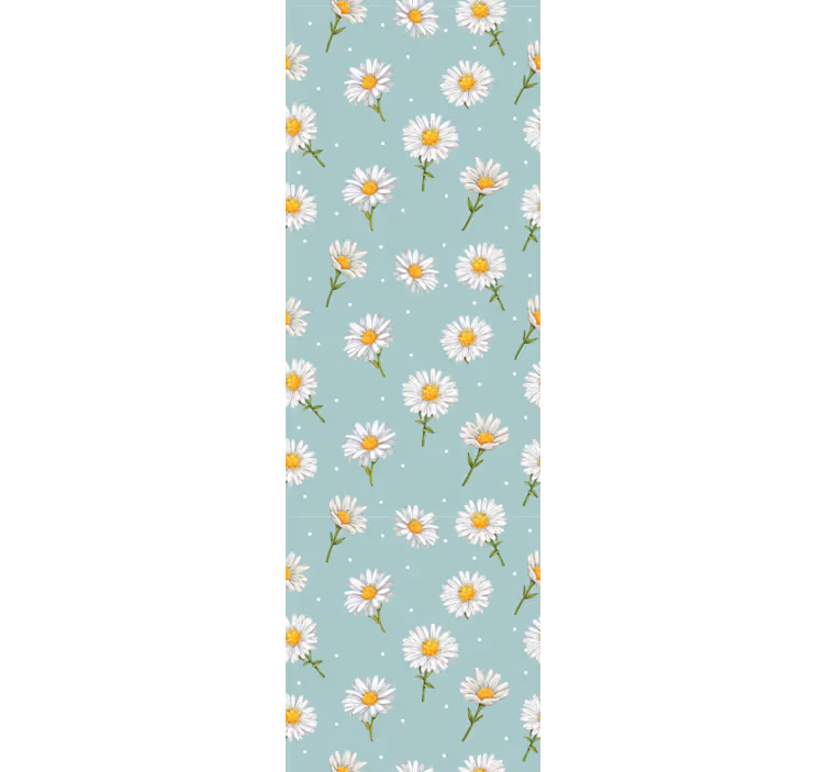 Flori de margaretă pe tapet cu flori de culoare albastru deschis - TenStickers