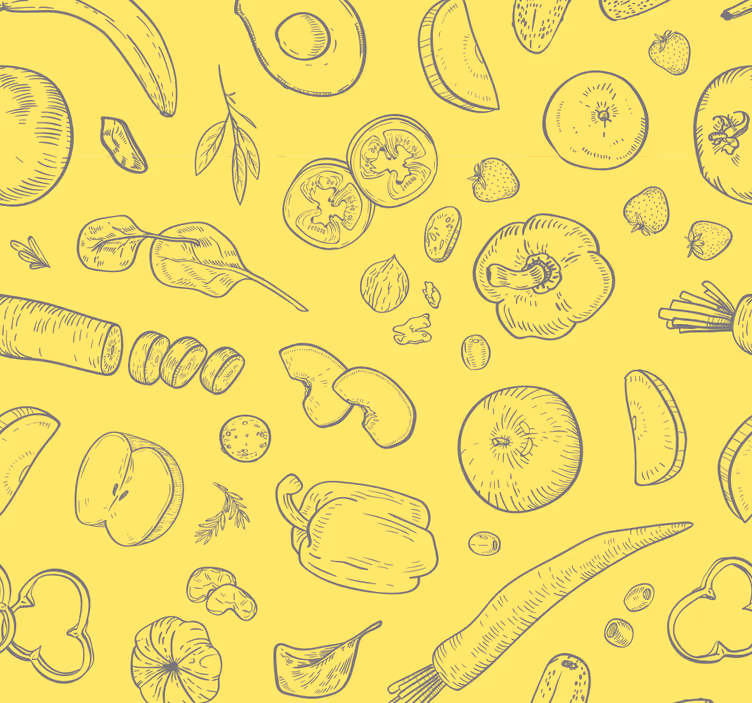 tapet bucătărie schițe fructuoase - TenStickers