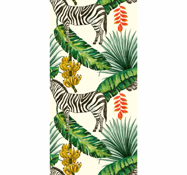 Animale tapet imprimeu zebră tropicală - TenStickers