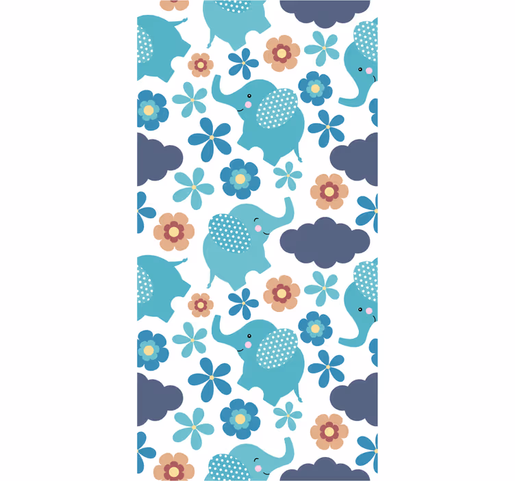 Elefant tapet joc floral cu elefant - TenStickers