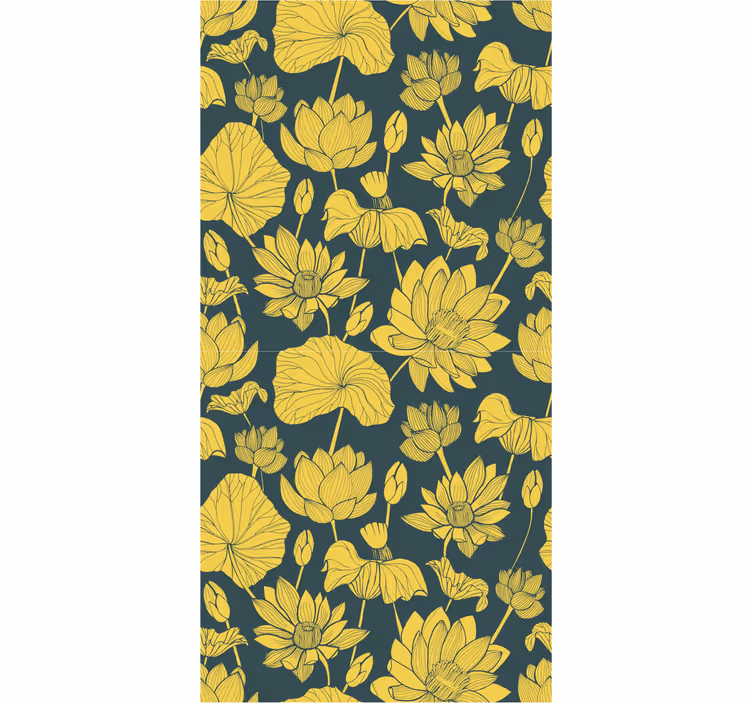 Tapet flori ilustrație botanică de lotus - TenStickers