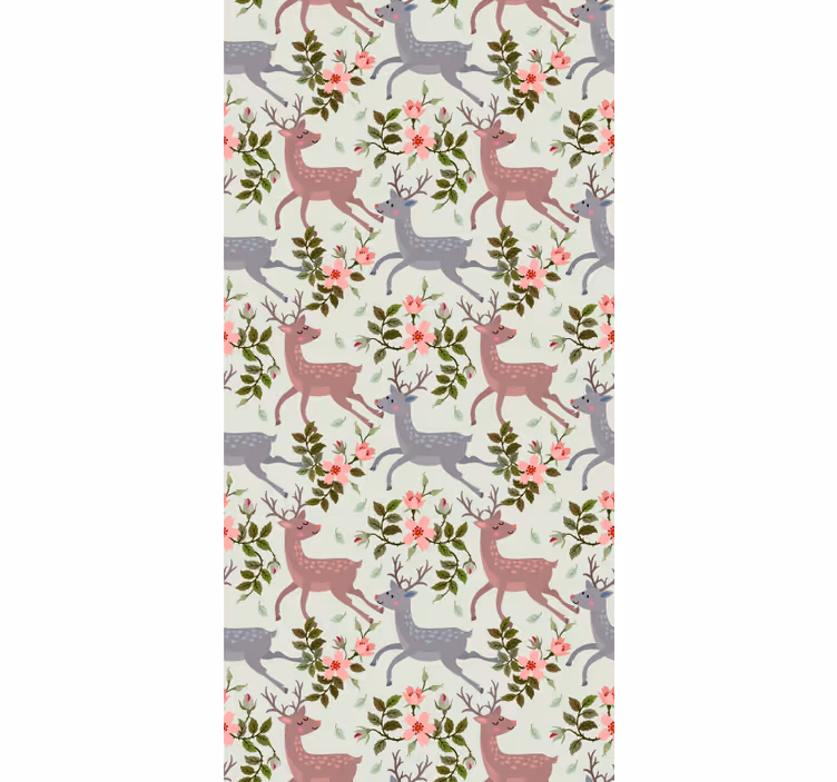 Tapet de animale model floral de cerb - TenStickers