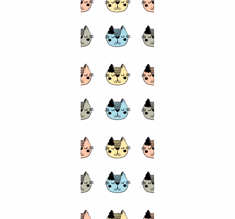 Tapet pisici fețe de feline de desene animate - TenStickers