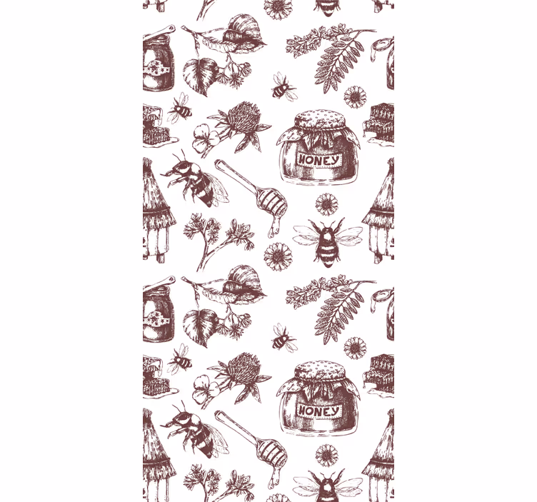 Tapet de animale schiță stupină rustică - TenStickers