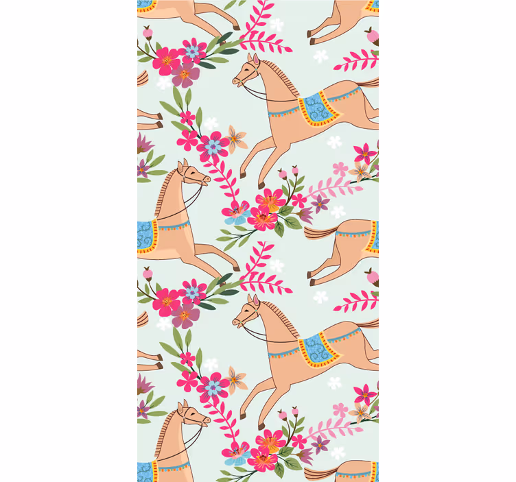 Tapet de animale flori ecvestre - TenStickers