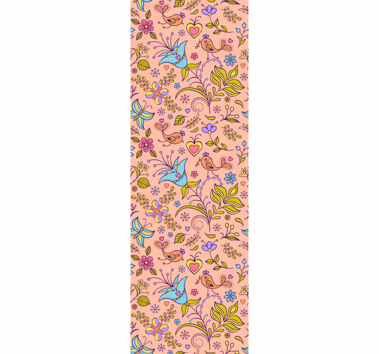 Tapet ornamental motiv floral de pasăre - TenStickers