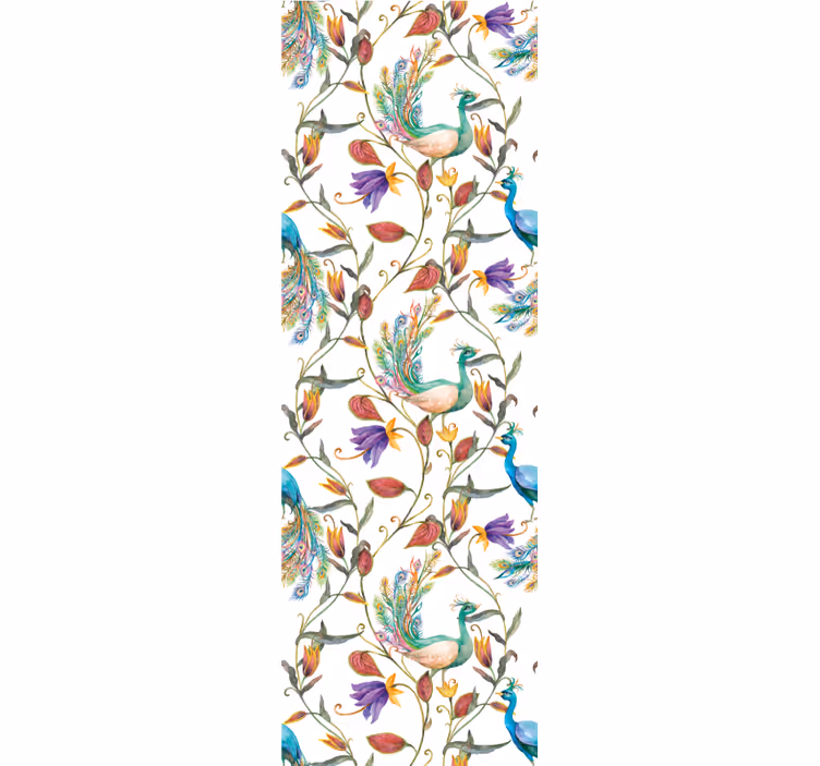 Tapet ornamental motiv botanic de păun - TenStickers