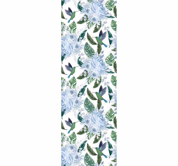 Tapet flori design floral de pasăre colibri - TenStickers