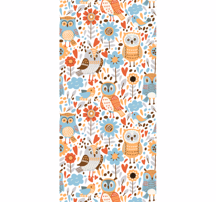 Tapet de pepinieră model floral bufnițe - TenStickers