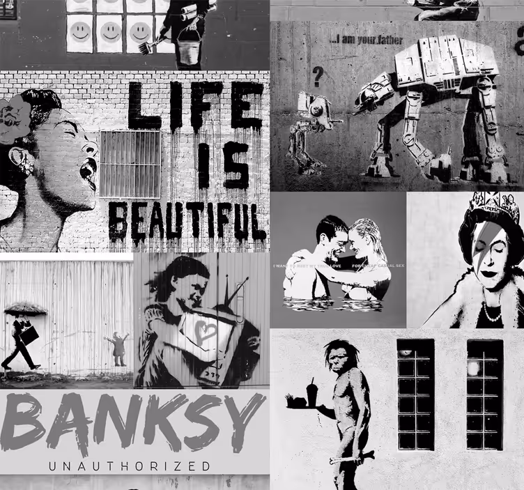 Tapet de artă banky - colaj gri - TenStickers