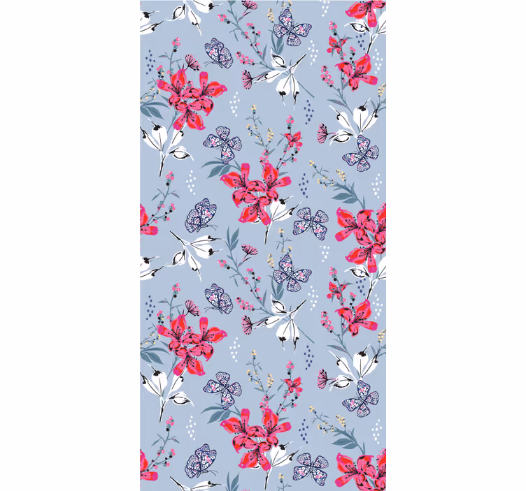 Tapet flori design fluture floral - TenStickers