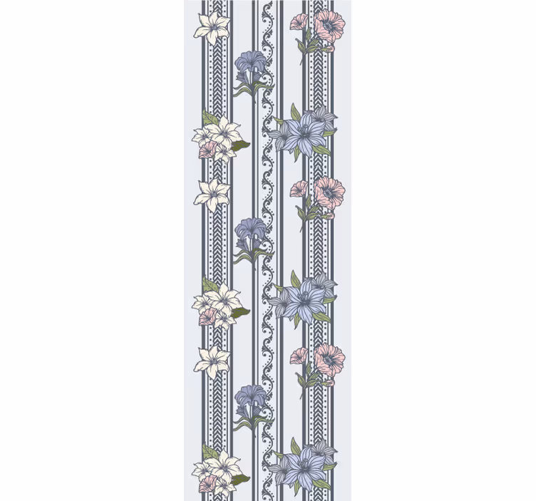 Tapet flori motiv cu dungi florale - TenStickers