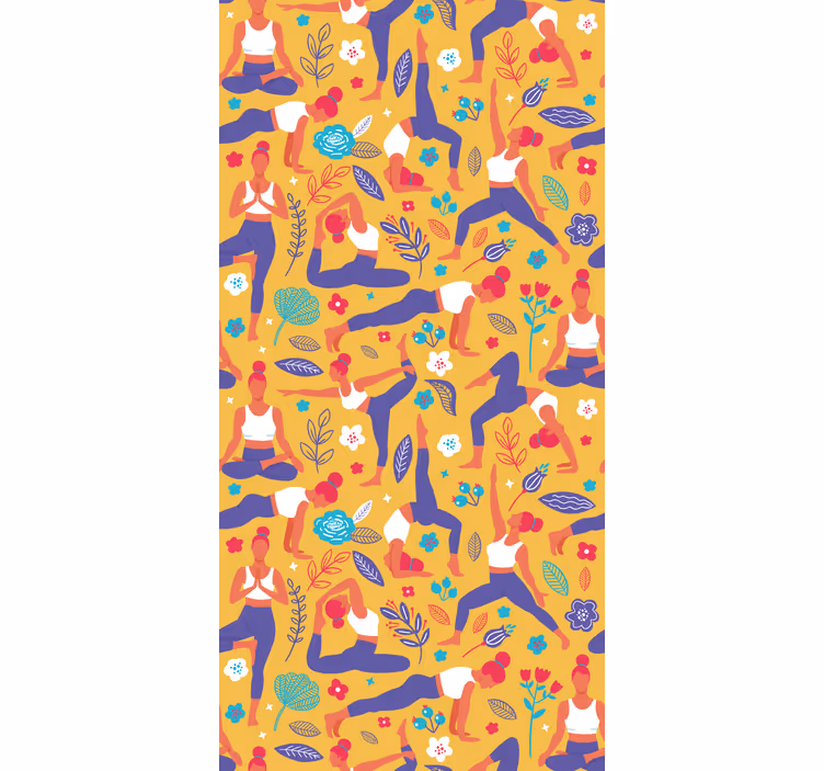 Tapet dormitor cu model de poziții de yoga - TenStickers