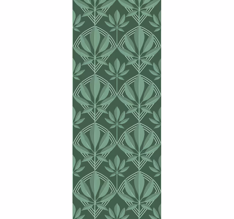 Tapet art deco sticla mica frunze verzi - TenStickers