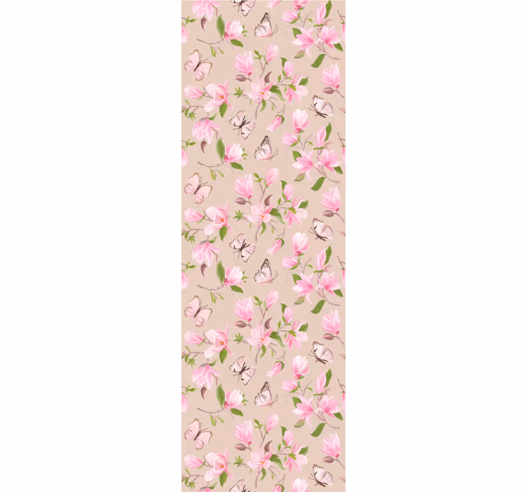 Tapet flori magnolii și fluturi - TenStickers