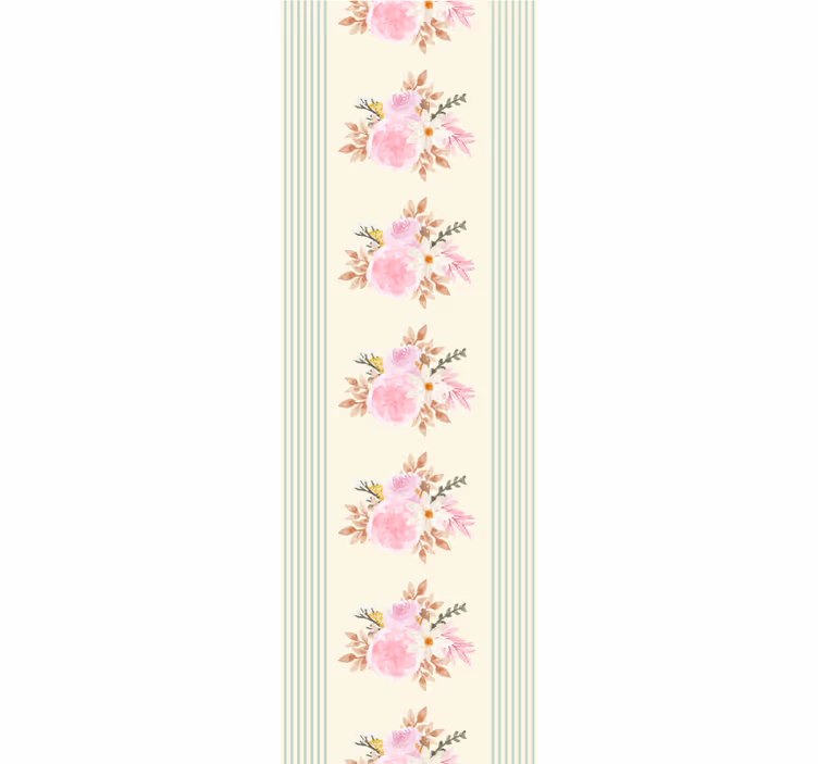 Tapet floral design cu dungi florale - TenStickers