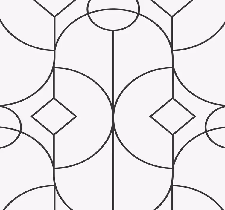 Tapet geometric opera de artă liniară gri - TenStickers