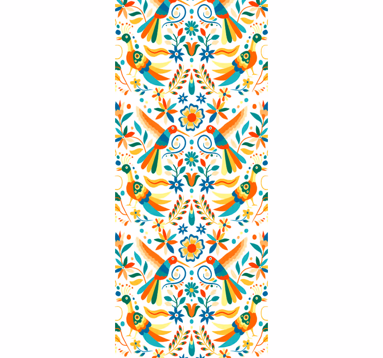 Tapet cu flori cu animale mexicane - TenStickers
