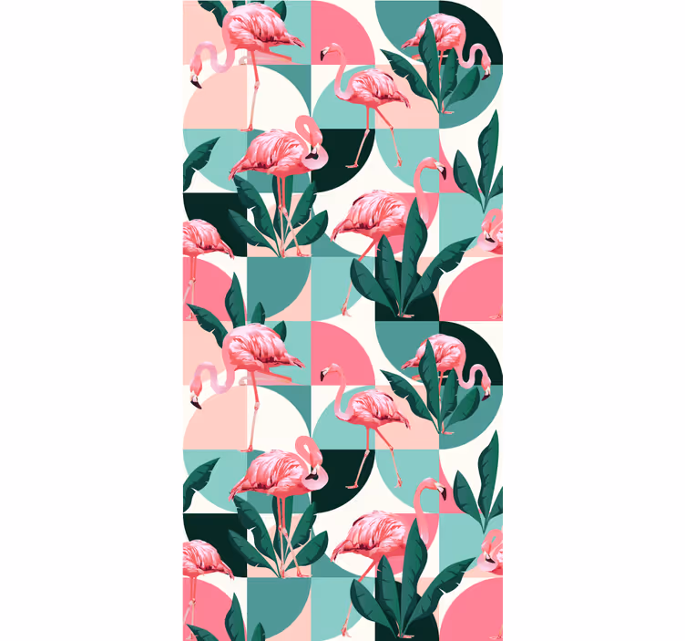 Tapet junglă model tropical flamingo - TenStickers