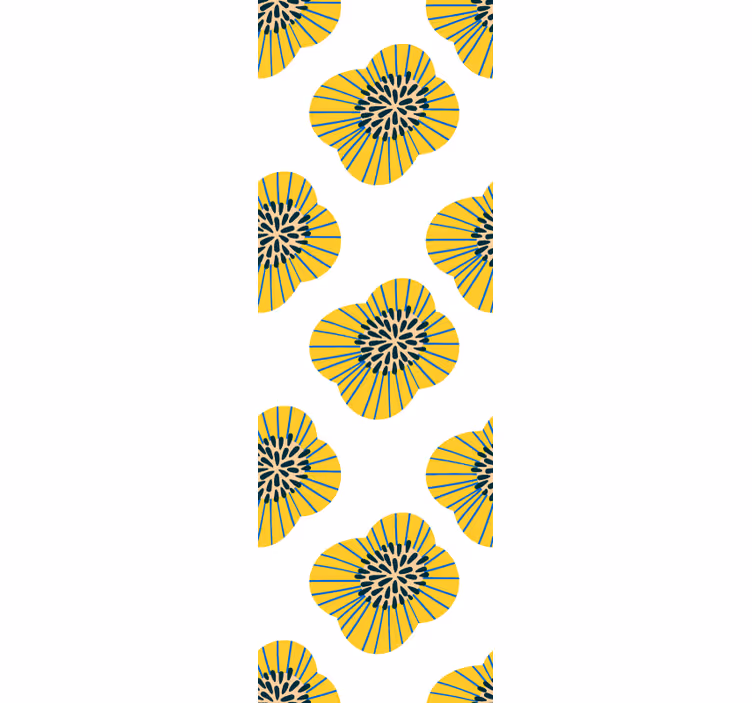 Tapet mare cu flori rotunde albastre și galbene - TenStickers
