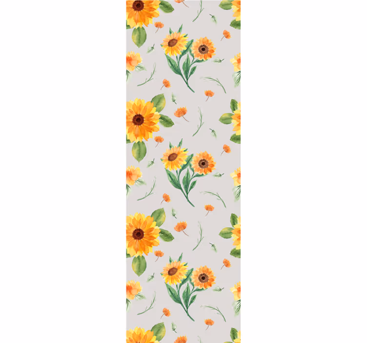 Tapet cu model de flori acuarela floarea soarelui - TenStickers