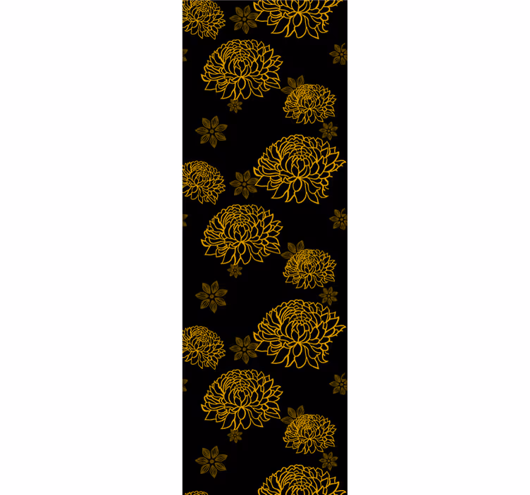 Tapet floral cu model floral auriu - TenStickers