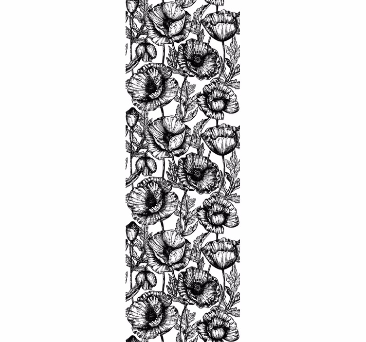 Tapet flori model floral negru - TenStickers