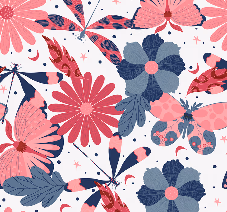 Tapet flori model de fluturi roz - TenStickers