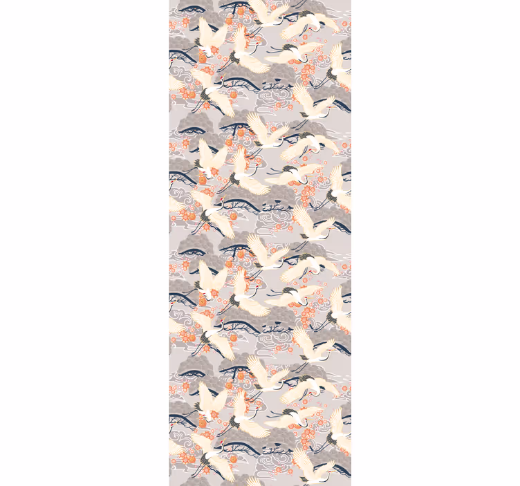 Tapet dormitor cu model in stil japonez herons - TenStickers