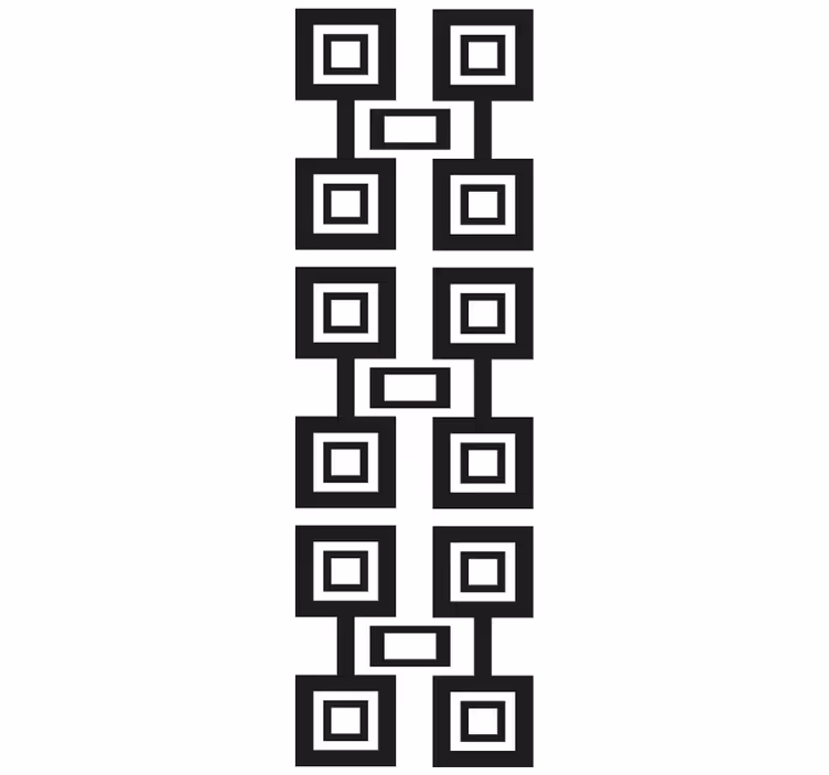 Tapet geometric aranjament pătrat alb-negru - TenStickers