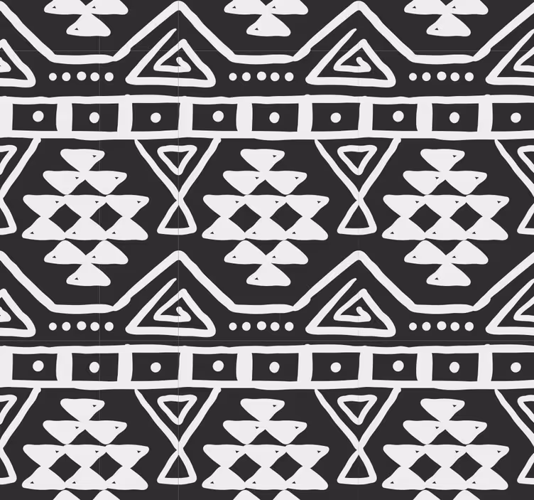 Tapet negru Model boem alb-negru - TenStickers
