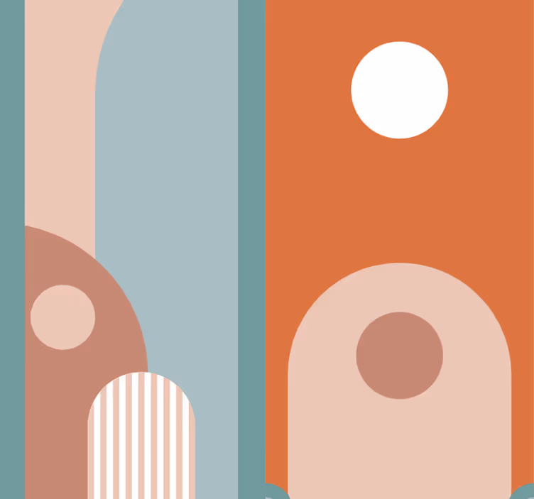 Tapet camera de zi forme geometrice curbate - TenStickers
