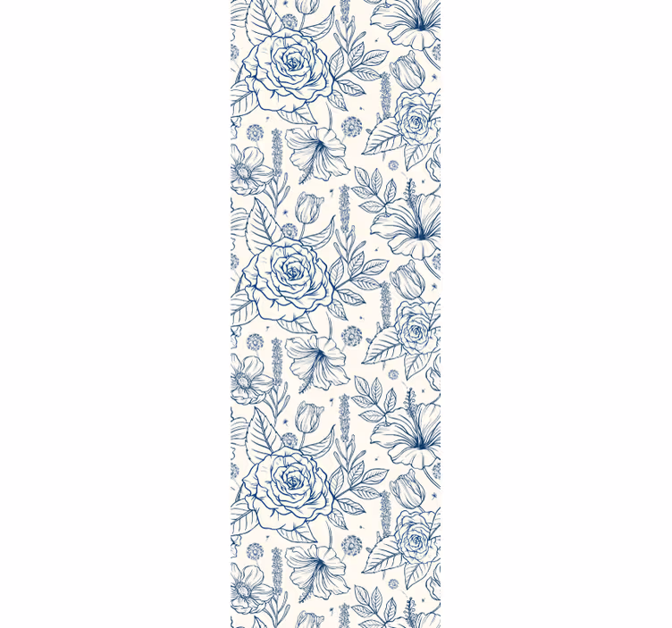Tapet floral Floare albastră delft - TenStickers