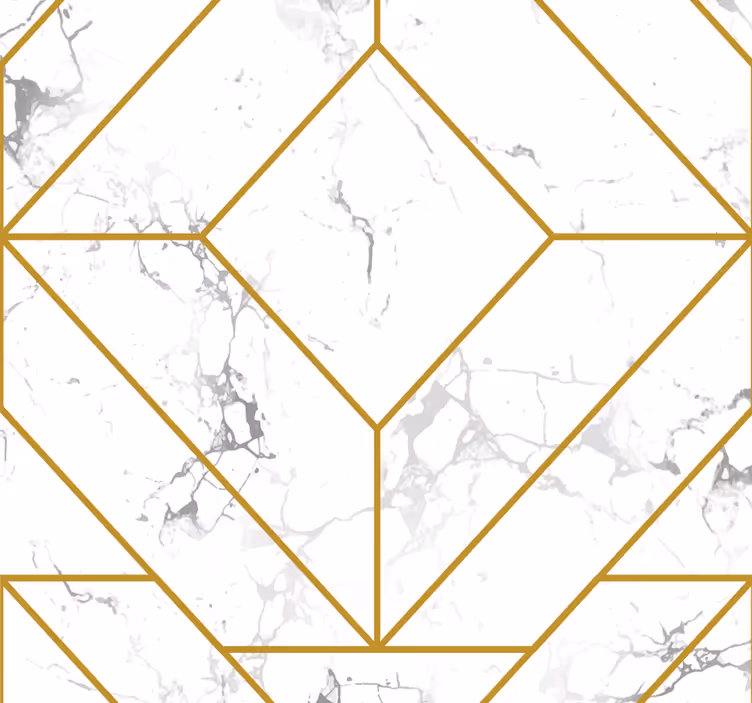Tapet camera de zi geometric auriu și alb - TenStickers