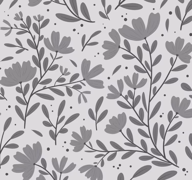 Tapet flori stil de flori gri - TenStickers