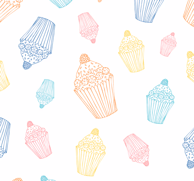 tapet bucătărie schițe de cupcake - TenStickers