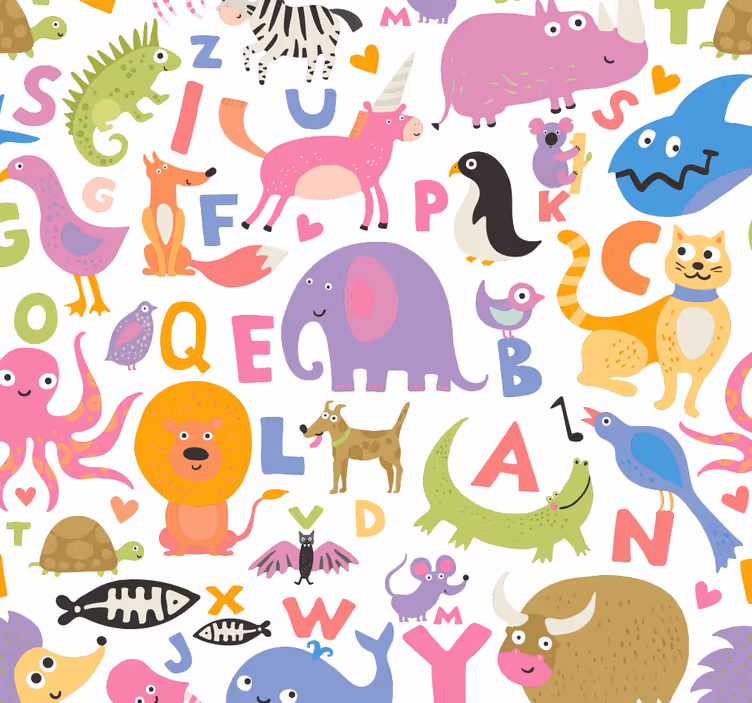 Tapet copii animale din alfabet - TenStickers