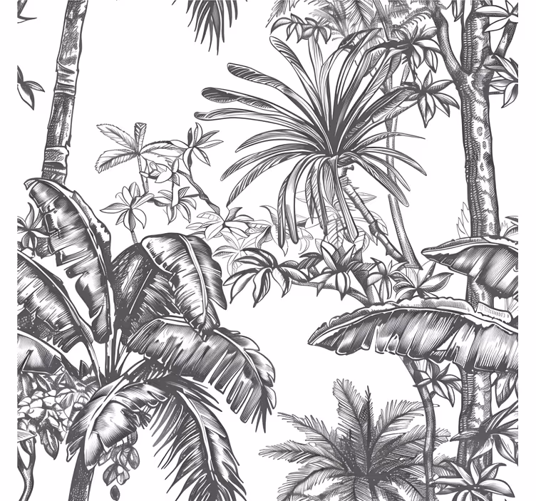 Tapet pentru tăblie model gri de pădure tropicală - TenStickers