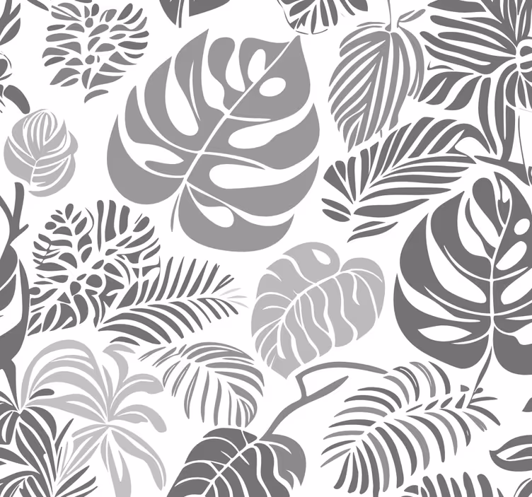 Tapet gri frunze de monstera - TenStickers
