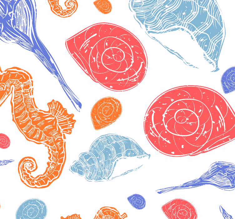 Wallpaper cu peşte model de scoici de căluț de mare - TenStickers
