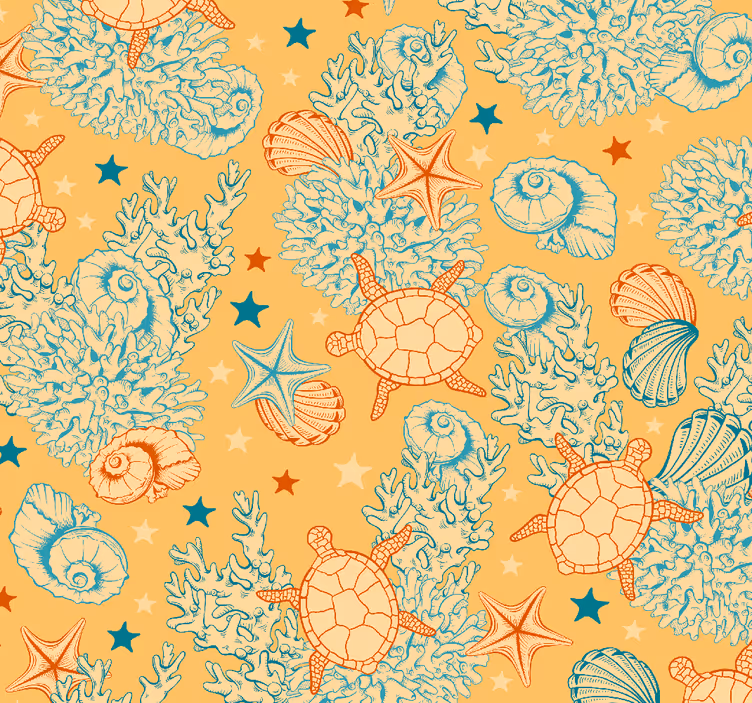 Wallpaper cu peşte ansamblu cu motive marine - TenStickers