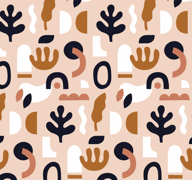 Tapet bej motive vegetale abstracte - TenStickers