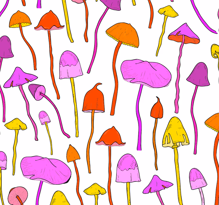 Tapet dormitor model ciuperci funky - TenStickers