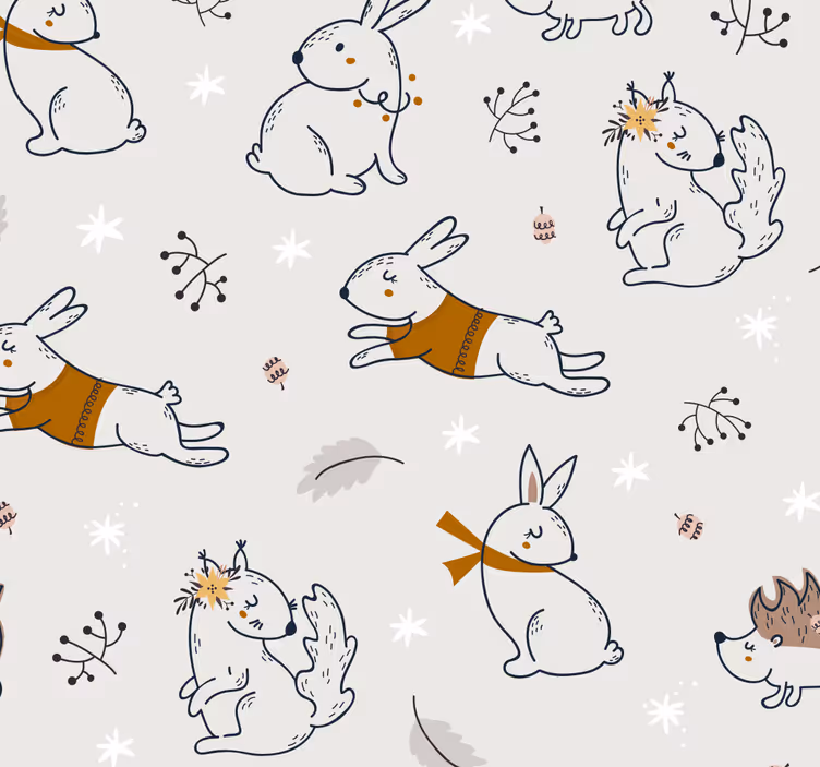 Tapet de animale motiv iepuraș jucăuș - TenStickers