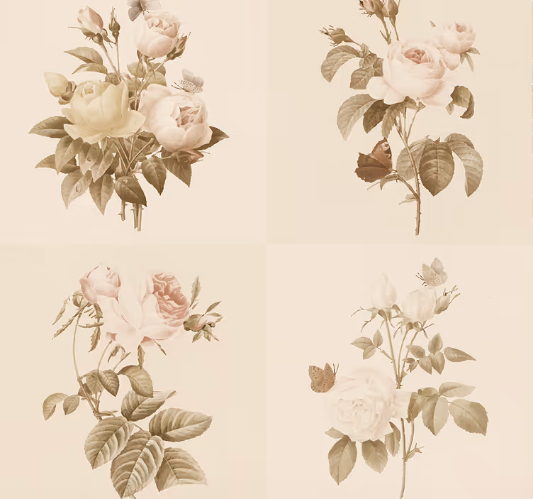 Tapet de intrare design plăci florale - TenStickers